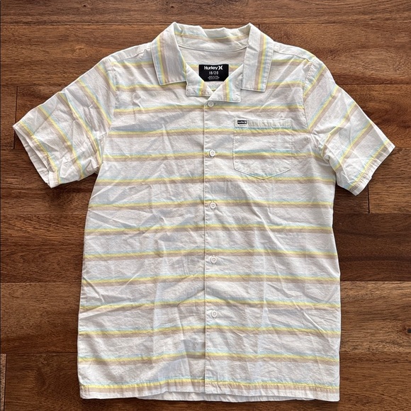 Hurley Other - Hurley White button up Shirt with Yellow and Gray Stripes